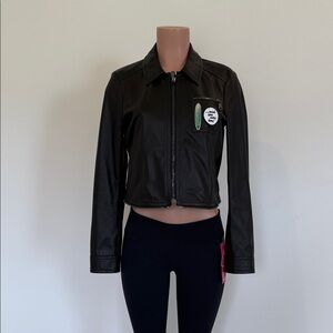 Mauro Grifoni Black Leather Jacket with Patches